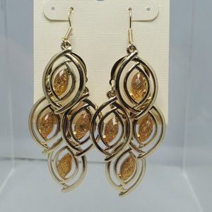 MYSTIQUE water drop gold and citrine color chandelier earring